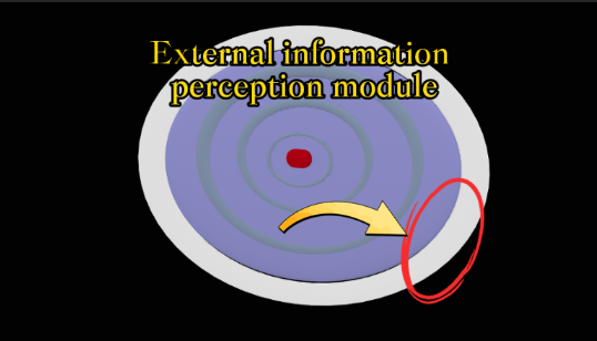 External information perception module on the 3D brain screen rim