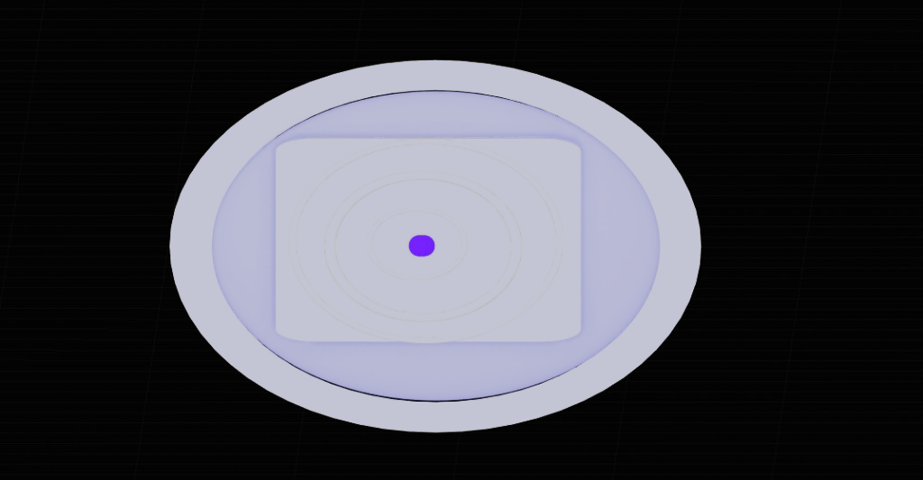 3D brain screen, back / occiput-ward rounded rectangle with square interface