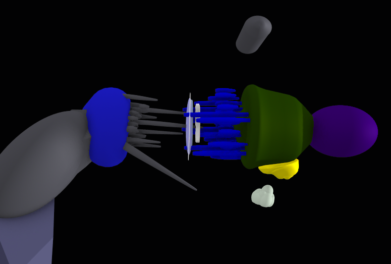Shared control: possessing spirit’s spirit-brain at left, host at right