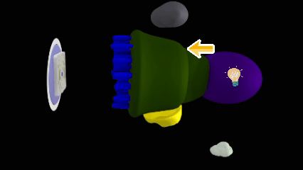 Animation: thought generated in the thinking organ and projected onto the 3D brain screen