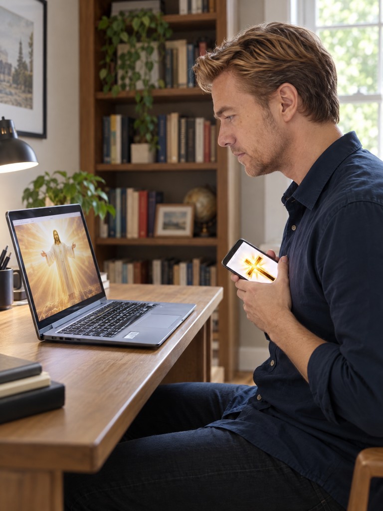 Reference pose: facing the companion screen about one metre away, holding the phone with both hands and pressing a corner of the phone to the chest